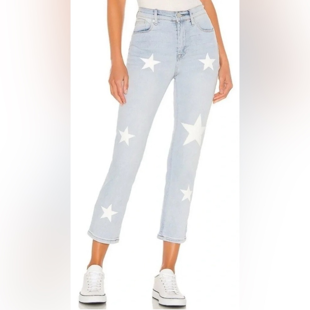 BLANK NYC Madison Crop High-Rise Straight In Too Deep Star Jeans 27 EUC